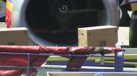 Frieght Coming off Plane Stock Footage 26314817