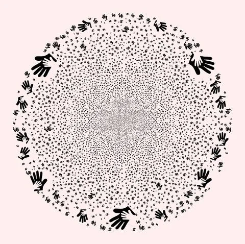 Friend Hands Icon Collage Exploding Spheric Globula Stock Illustration