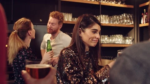 Friend having great time at pub. Stock Footage 125080894