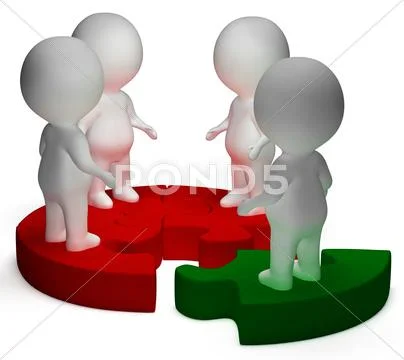 Friend joining group shows union and togetherness Stock Illustration
