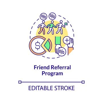 Friend referral program concept icon Stock Illustration