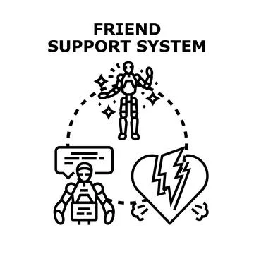 Friend support system concept helping broken heart Stock Illustration