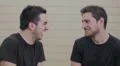 Friend tells a joke - couple of friends who laugh and hug HD Footage