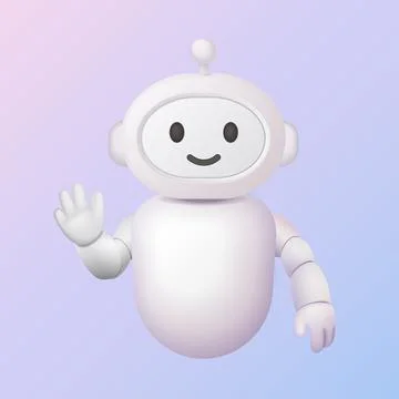 Friendly 3D Chatbot Robot Waving Hand Stock Illustration