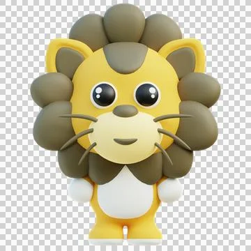 Friendly 3D Lion Character with a Mane and Playful Stance Stock Illustration