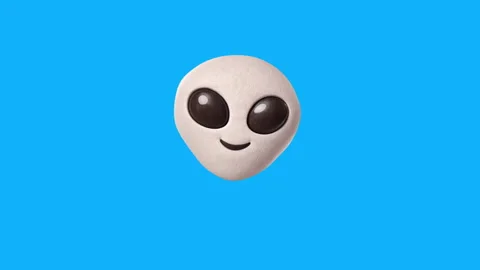 Friendly Alien Head 3D Emoji on Blue Background Video stock 347546523