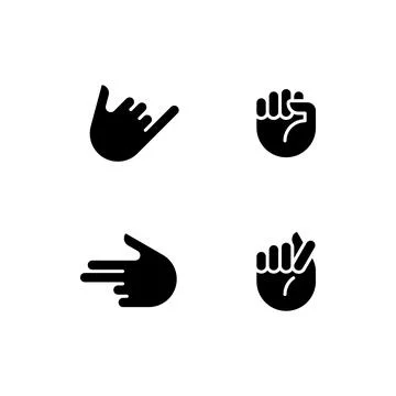 Friendly and aggressive gestures black glyph icons set on white space Stock Illustration