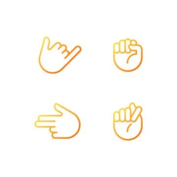 Friendly and aggressive gestures pixel perfect gradient linear vector icons set Stock Illustration