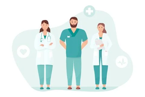 Friendly and caring doctors meet the patient イラスト素材