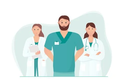 Friendly and caring doctors meet the patient Stockillustratie
