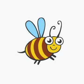 Friendly bee, funny illustration for your design. Flat icon Stock Illustration