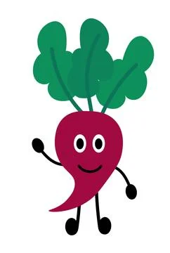 Friendly Beetroot on white background. Summer vegetable. Vegan. Vegetarian food Stock Illustration