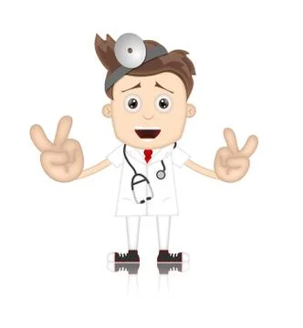 Friendly Ben Boy Doctor Doc Medicone Hospital Cartoon Illustrazione stock