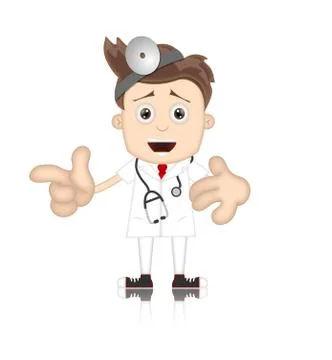 Friendly Ben Boy Doctor Doc Medicone Hospital Cartoon Illustrazione stock