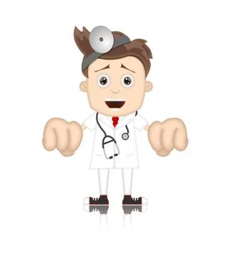 Friendly Ben Boy Doctor Doc Medicone Hospital Cartoon Illustrazione stock
