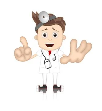 Friendly Ben Boy Doctor Doc Medicone Hospital Cartoon Illustrazione stock