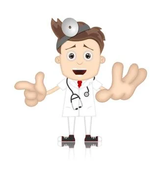 Friendly Ben Boy Doctor Doc Medicone Hospital Cartoon Illustrazione stock