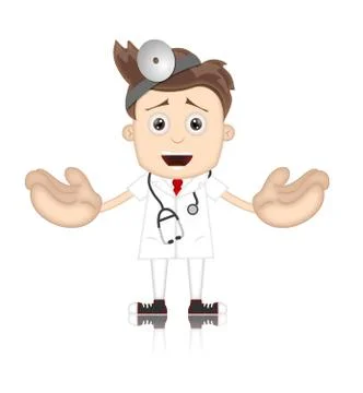Friendly Ben Boy Doctor Doc Medicone Hospital Cartoon Illustrazione stock