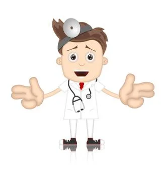 Friendly Ben Boy Doctor Doc Medicone Hospital Cartoon Illustrazione stock
