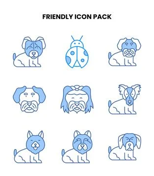 Friendly Blue Vector Icons Pack 库存插图