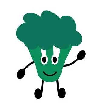 Friendly Broccoli. Vegetable simple style. Vegan raw. Vegetarian food. Stock Illustration