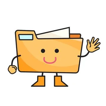 Friendly brown file folder character Stock Illustration