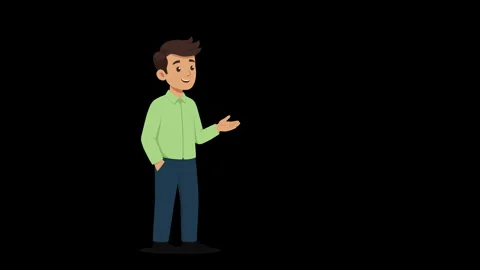 Friendly Business Man Presenting with Hand Gesture Animated Character 库存影片 341613143