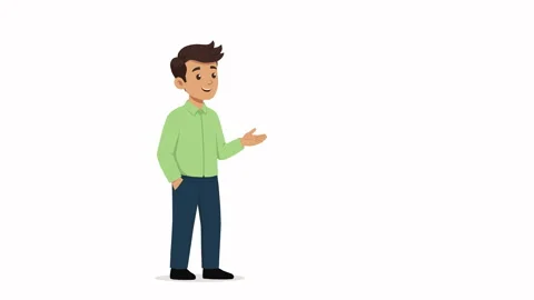 Friendly Business Man Presenting with Hand Gesture Animated Character 库存影片 341613145