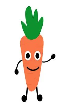Friendly Carrot Element. Vegetable Vegetarian food. Vector flat illustration. Stock Illustration