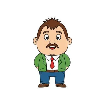 Friendly Cartoon Character Smiling Man. A jovial animated gentleman with a .. Stock Illustration