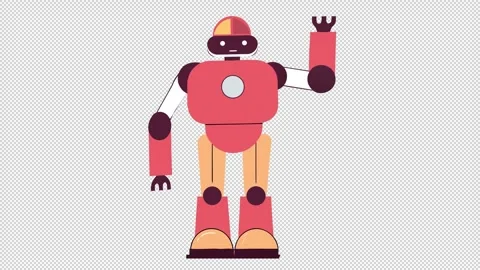 Friendly cartoon robot. Animation of a robot waving its hand Stock Footage 320214603