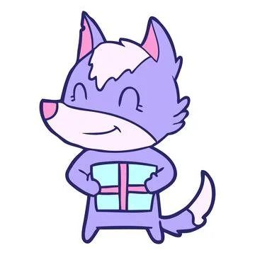 Friendly cartoon wolf in bright neon color Stock Illustration