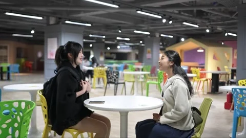 Friendly Chat in University Cafeteria in Da’an District, Taipei Stock-Footage 281080592