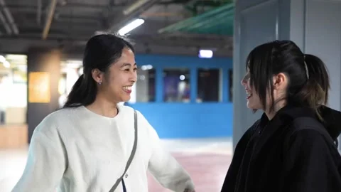 Friendly Chat While Standing in University Cafeteria in Da’an District, Taipei Stock-Footage 281080914