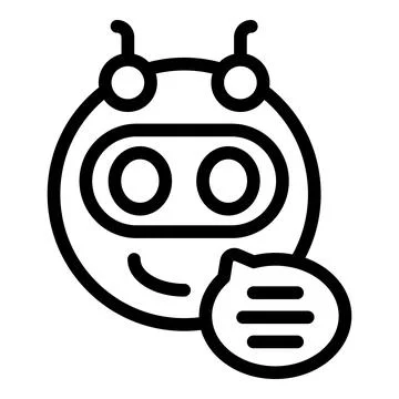 Friendly chatbot character smiling and displaying a chat bubble Stock Illustration