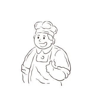 A Friendly Chef In A Toque And Apron Giving Thumbs Up Vector Illustration Stock Illustration