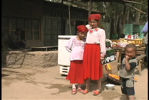 Friendly children in Western China Stock Footage