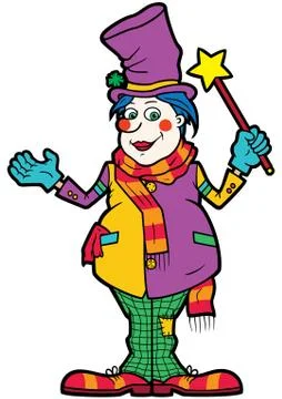 Friendly clown illusionist Stock Illustration