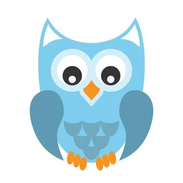 Friendly colorful comic owl isolated on white イラスト素材