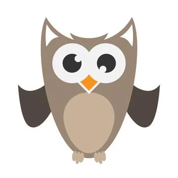 Friendly colorful comic owl isolated on white イラスト素材