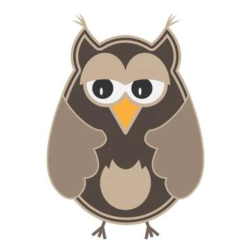 Friendly colorful comic owl isolated on white Stock Illustration