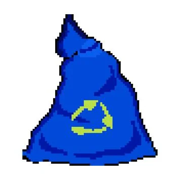 Friendly compostable trash bag pixel art vector illustration Stock Illustration