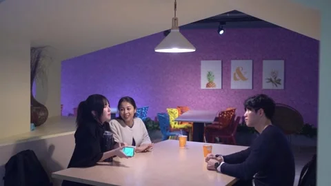 Friendly Conversation at University Cafeteria in Da’an District, Taipei Stock Footage 281077882