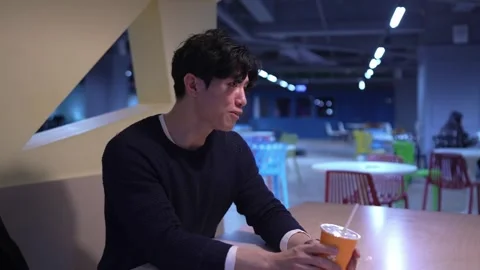 Friendly Conversation at University Cafeteria in Da’an District, Taipei Stock Footage 281078127
