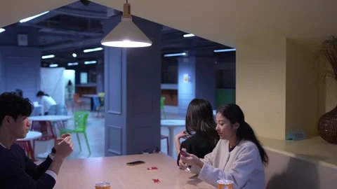 Friendly Conversation at University Cafeteria in Da’an District, Taipei Stock Footage 281078395