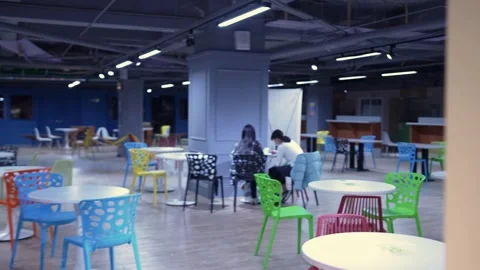 Friendly Conversation at University Cafeteria in Da’an District, Taipei Stock Footage 281946858