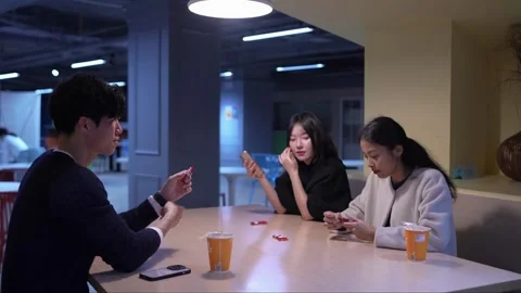 Friendly Conversation at University Cafeteria in Da’an District, Taipei Stock Footage 281948337