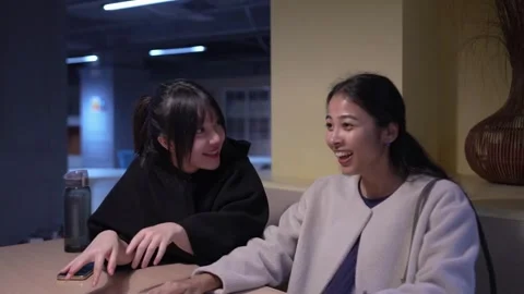 Friendly Conversation at University Cafeteria in Da’an District, Taipei 스톡 동영상 281949941