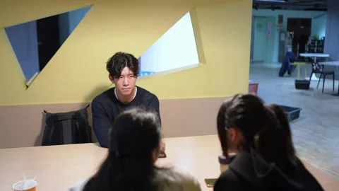 Friendly Conversation at University Cafeteria in Da’an District, Taipei Stock Footage 281950937
