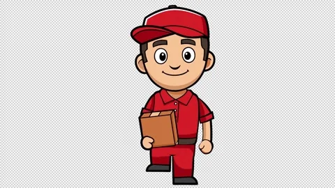 Friendly courier with a parcel Stock Footage 322599159